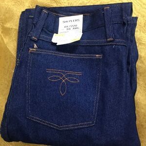 VTG, 70s SHEPLERS COWGIRL WEASTERN MADE IN USA INDIGO JEANS WOMEN SIZE 18